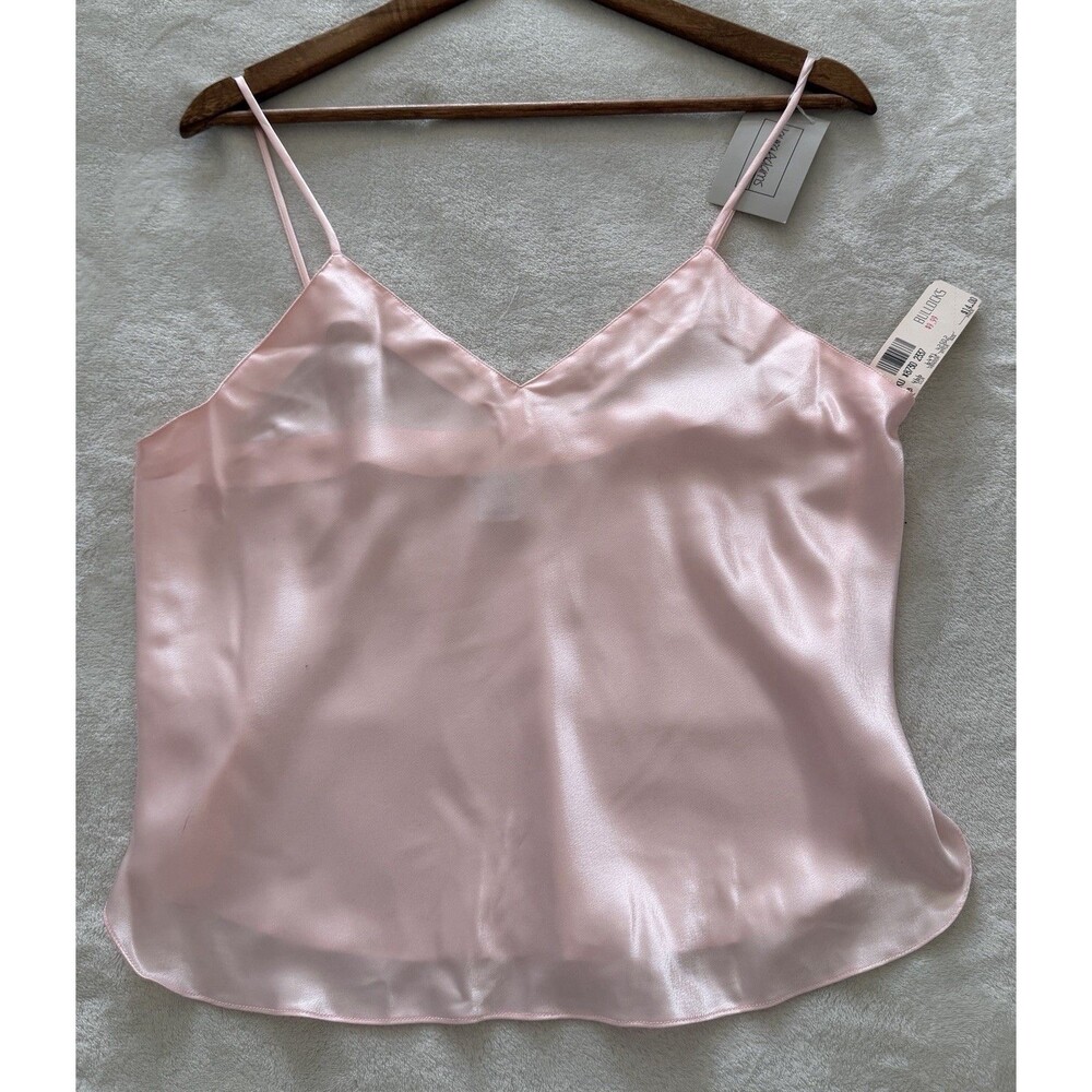 Vintage Laura Adams Camisole L Pink Satin Silky Slip Tank Y2K NWT